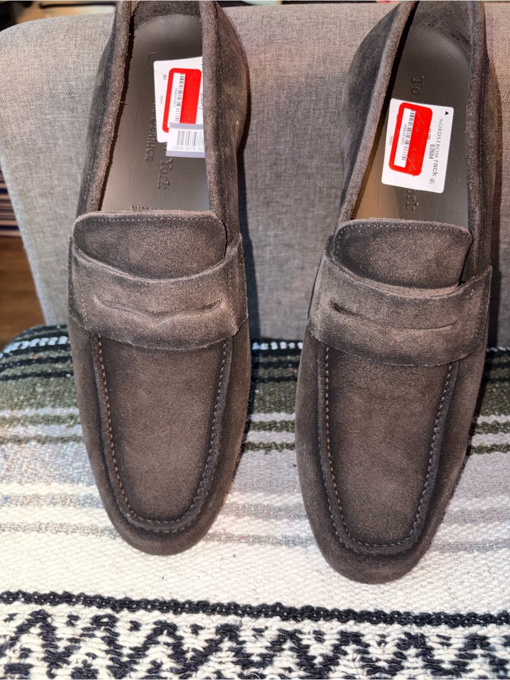 To Boot Men's Gray Suede Penny Loafers